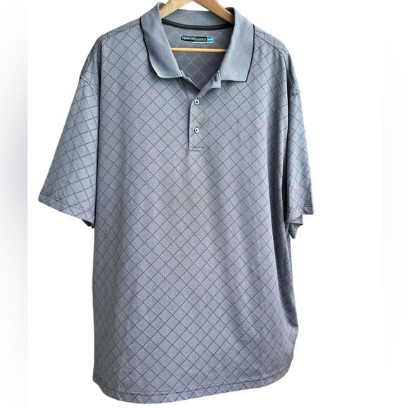 Roundtree & Yorke Performance Polo Shirt Gray Diamond 3XB - Picture 3 of 11